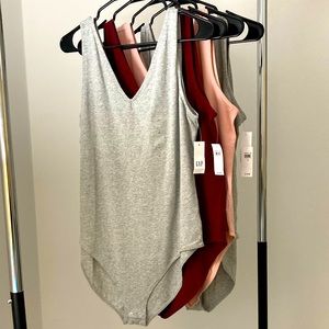 NWT lot of 4 gap factory bodysuits xl; v neck and v back